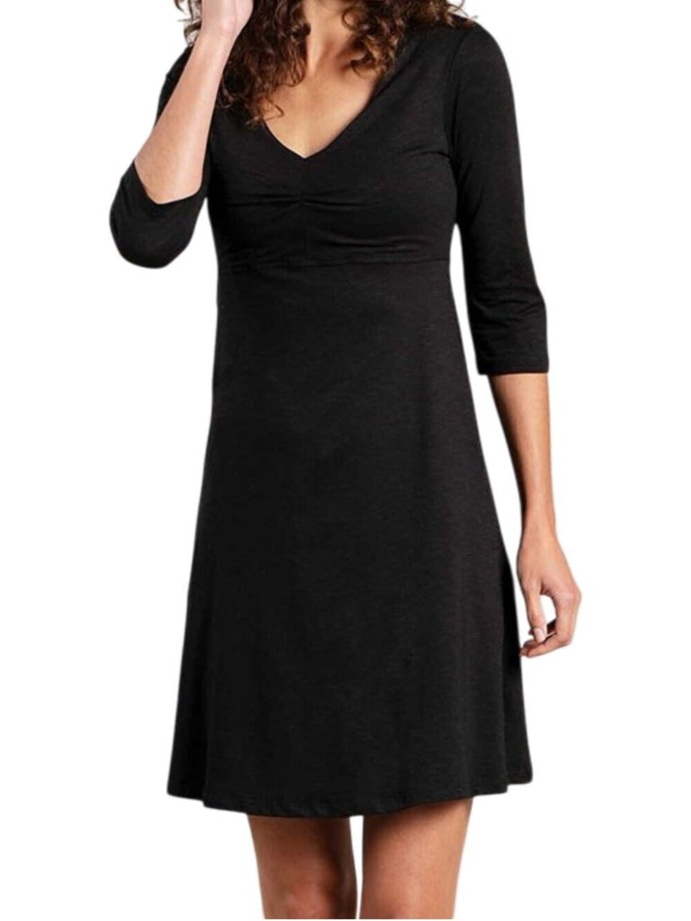 TOAD & CO Black Rosalinda Dress A-Line V-Neck Comfort Stretch Casual Small
